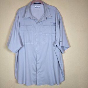Columbia Men's 2XL XXL blue PFG Vented Button Down Omni-Shade travel fishing